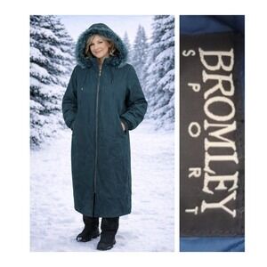 Bromley Sport Real Down Vintage Hunter Green Full Length 80% Down Filled Coat L